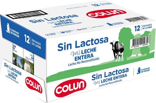 Pack 12 unid ($1321). Leche Colun Entera Sin Lactosa 1 L