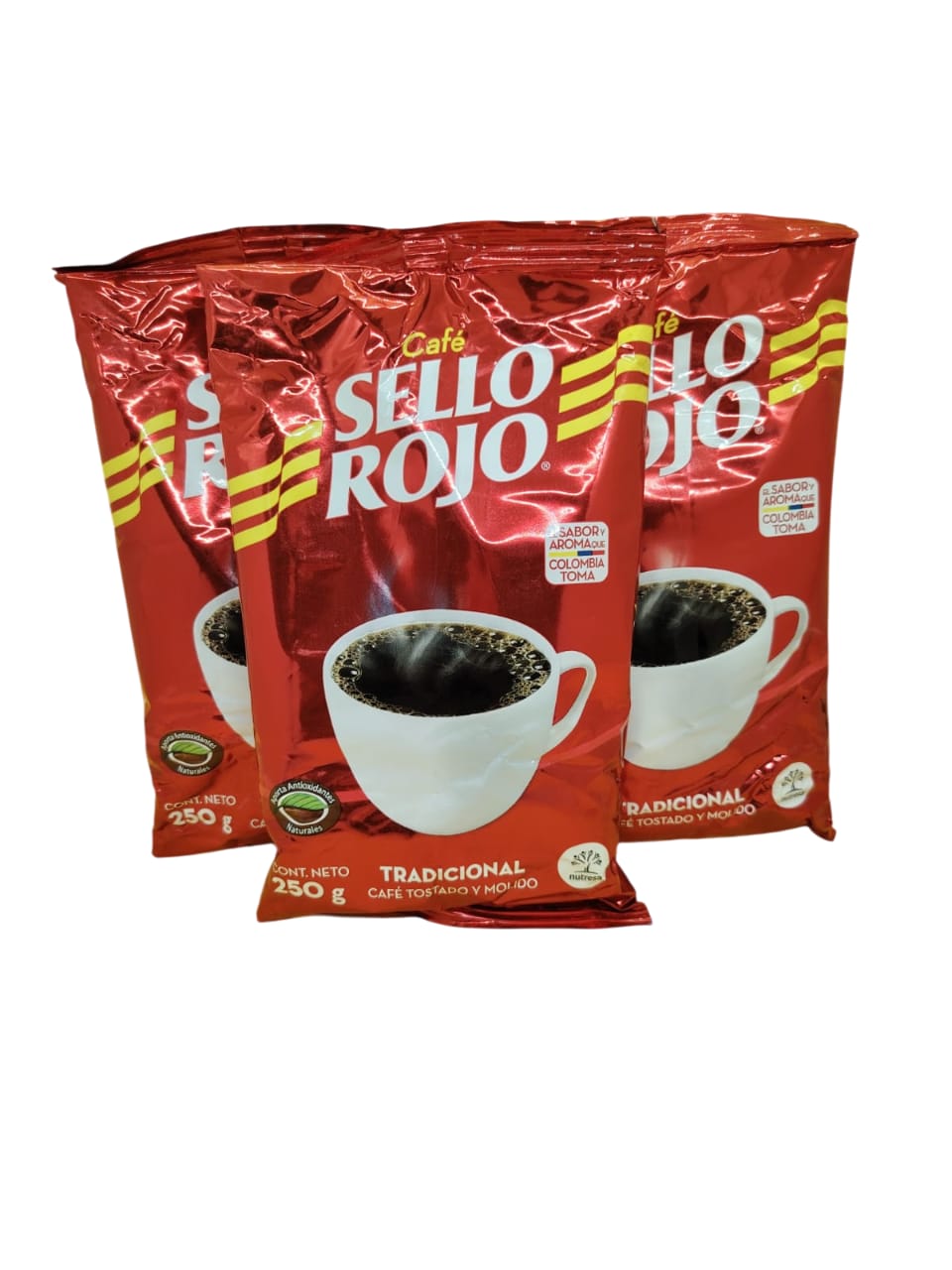 Display x 12 Unid ($8.513). Sello Rojo 500 GR, Cafe Tostado y Molido