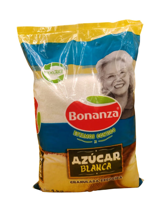 Display x 10 unid. ($1.230)Bonanza, Azucar blanca granulada 1 kg
