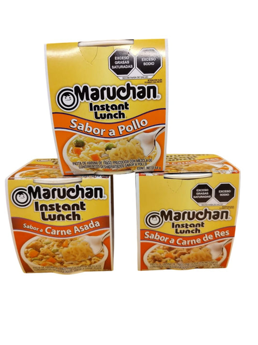 Display x 12Unid.($1.082) Maruchan, Pasta de Harina de trigo precocida 64gr