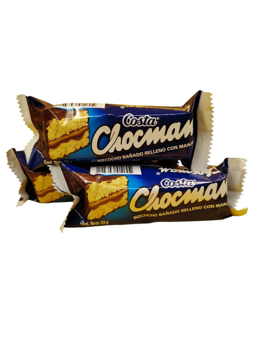 Display x32 Unid($209). Costa Bizcocho Bañado de chocolate y Relleno de Manjar 33 gr
