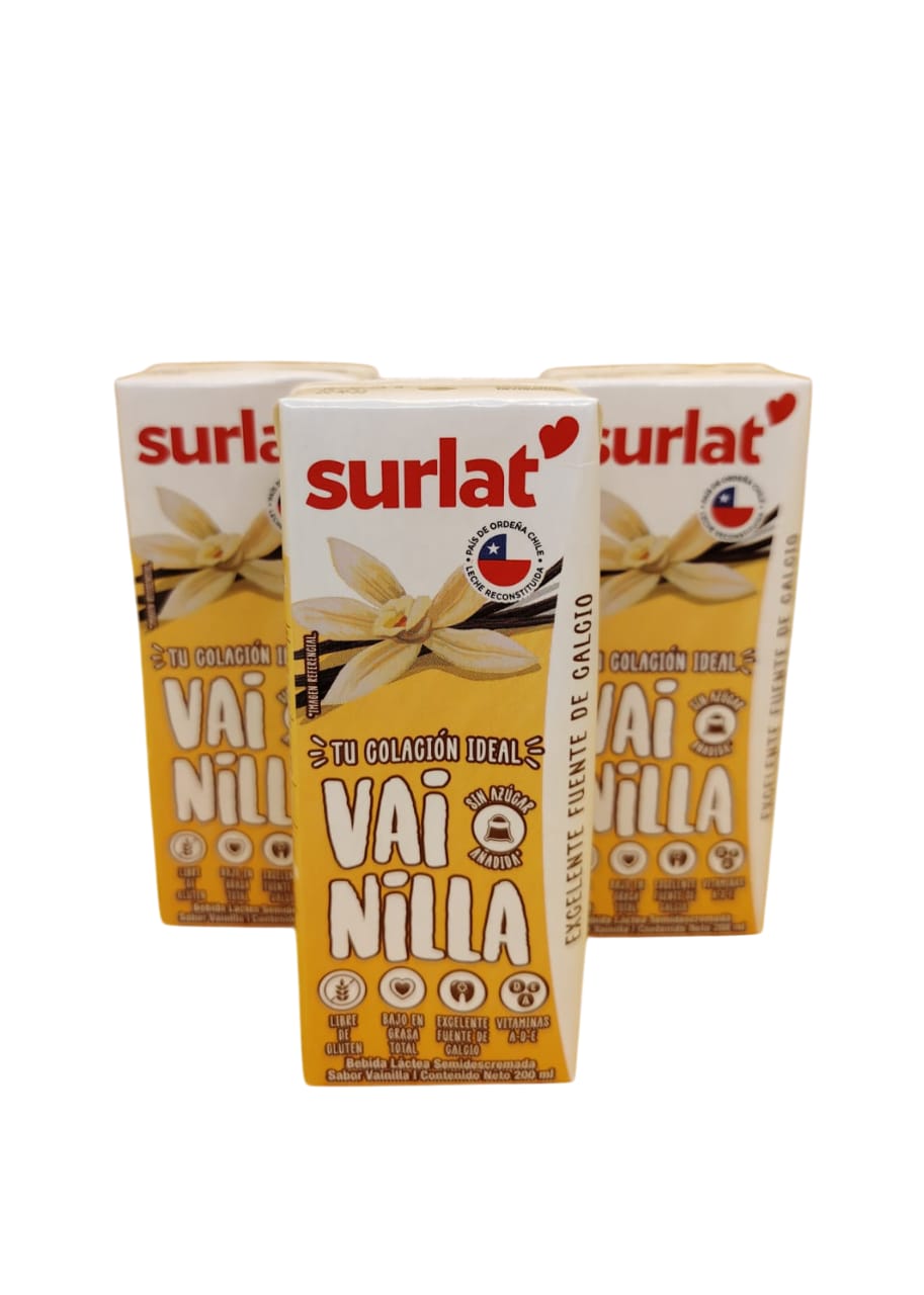 Caja x 30 unid($342). Surlat, Leche Semidescremada sabor Vainilla