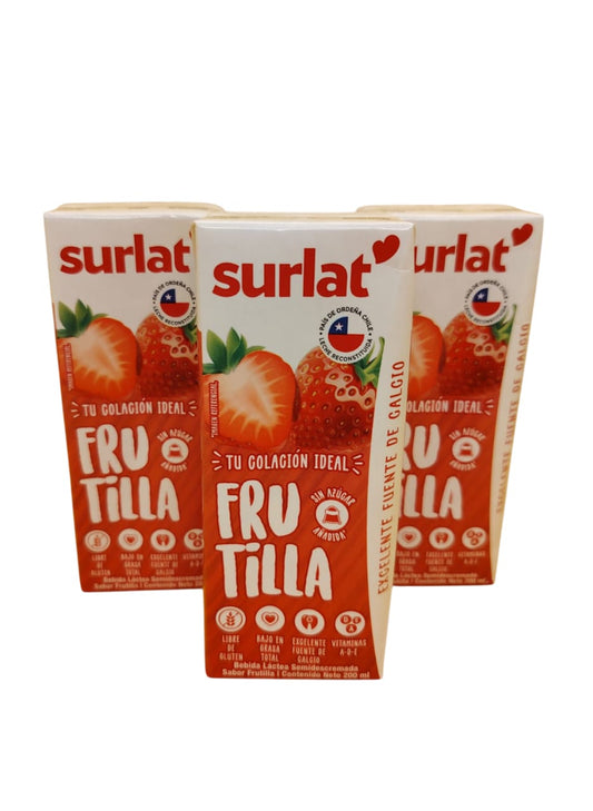Caja x 30 unid($342). Surlat, Leche Semidescremada sabor Frutilla